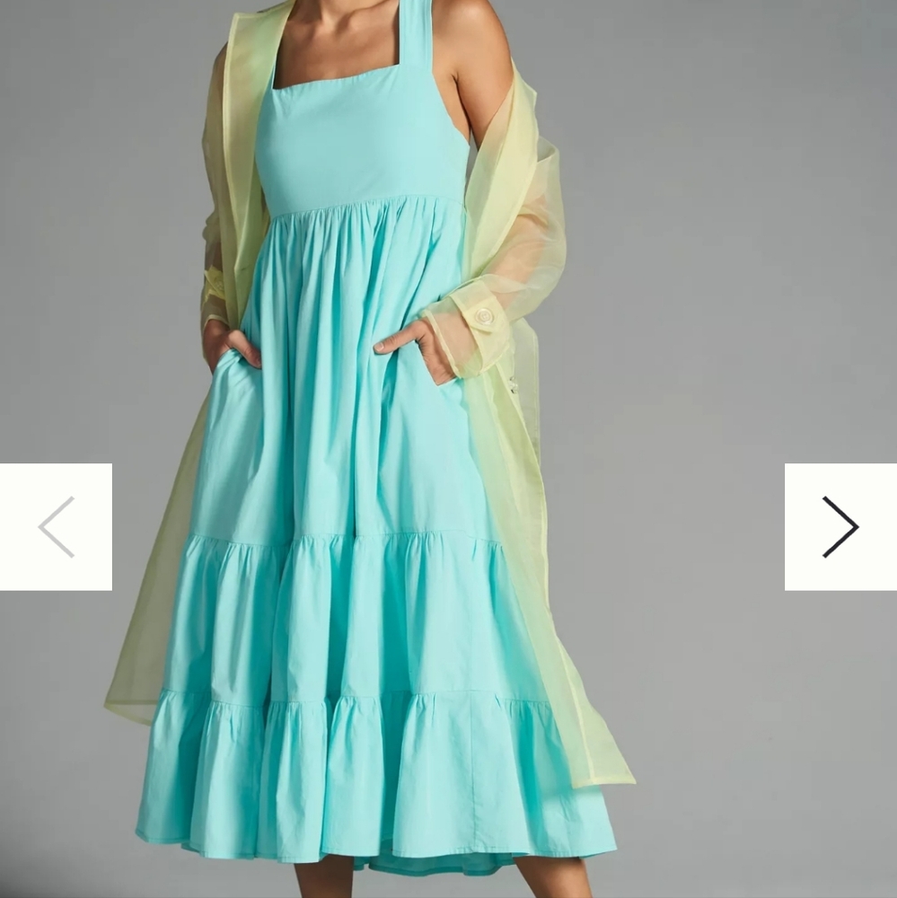 ANTHROPOLOGIE SQUARE NECK TIERED DRESS
